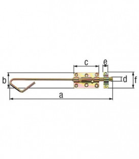Verrou de box avec passant 400x58mm, jaune zingué