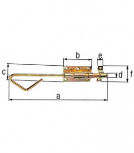 Verrou de box avec passant 320x58mm, jaune zingué