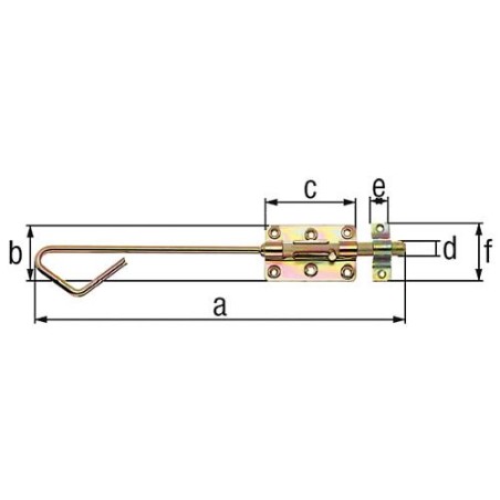 Verrou de box avec passant 320x58mm, jaune zingué