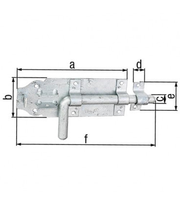 Verrou de box avec passan 230x70mm, galvanisé a chaud