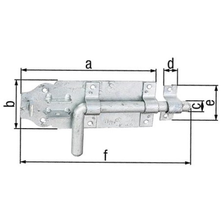 Verrou de box avec passan 230x70mm, galvanisé a chaud