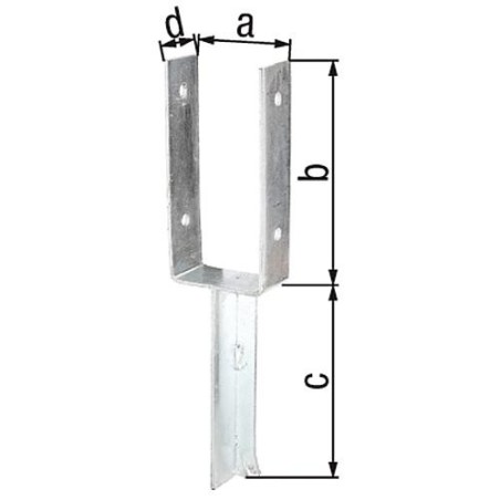 Etrier forme U, fer T 91x200mm, galvanisé a chaud