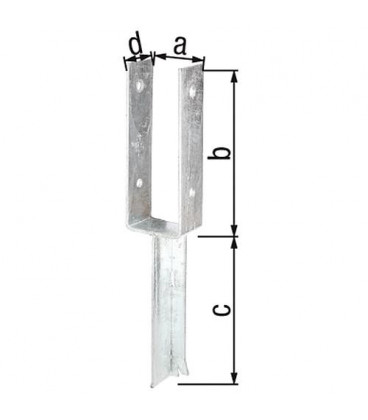 Etrier forme U, fer T 71x200mm, galvanisé a chaud