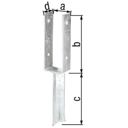 Etrier forme U, fer T 71x200mm, galvanisé a chaud