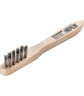 Brosse mini fil inox ondule, 0,15mm et poignee en bois de hetre