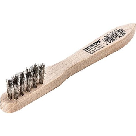 Brosse mini fil inox ondule, 0,15mm et poignee en bois de hetre