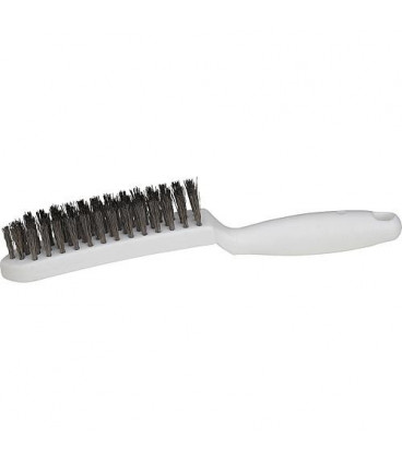 Brosse avec manche en plastique 4 rangs, Fil en acier inoxydable 25mm pour industrie des denrees alimentaires