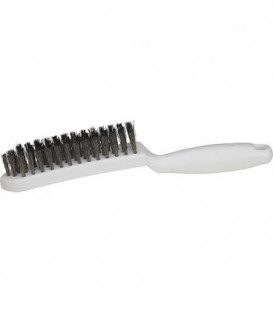 Brosse avec manche en plastique 3 rangs, Fil en acier inoxydable 25mm pour industrie des denrees alimentaires