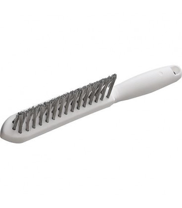 Brosse d'angle avec fil inox ondule 0,35mm et poignee en plastique