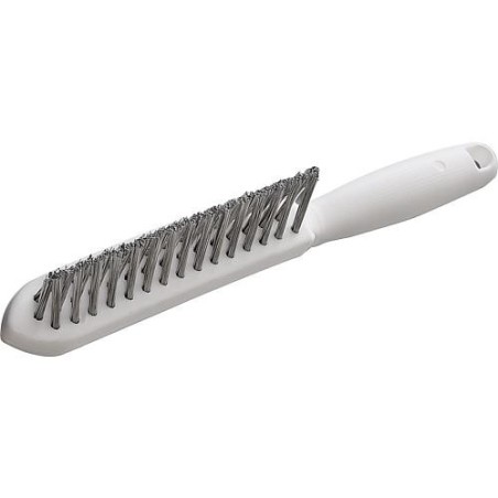 Brosse d'angle avec fil inox ondule 0,35mm et poignee en plastique