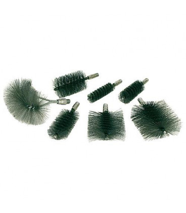 Kit de brosse, fil d'acier avec filet male, se compose de 3 brosse rondes, 3 carres et 1 de paroi