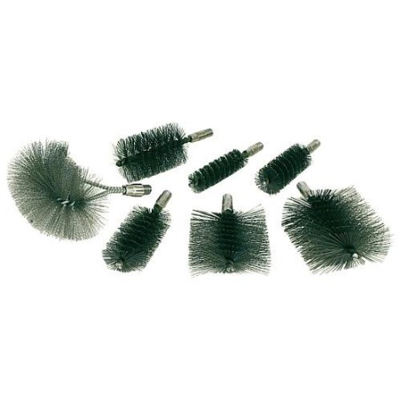 Kit de brosse, fil d'acier avec filet male, se compose de 3 brosse rondes, 3 carres et 1 de paroi