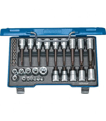 Jeu d'embouts de tournevis GEDORE 34 pieces, 1/2" et 1/4", Torx