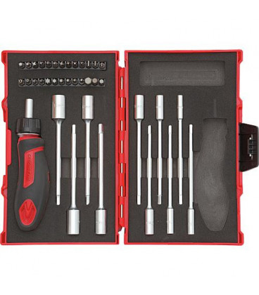 Kit d'outils GEDORE red 37 pieces 1/4", poignee T avec cliquet