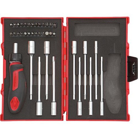 Kit d'outils GEDORE red 37 pieces 1/4", poignee T avec cliquet