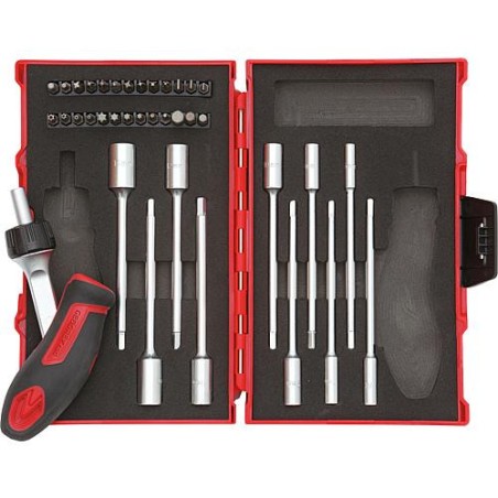 Kit d'outils GEDORE red 37 pieces 1/4", poignee T avec cliquet