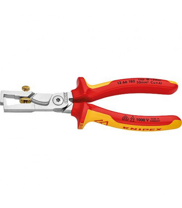 Coupe-cable KNIPEX avec pince a dénuder controlée VDE, L : 180mm