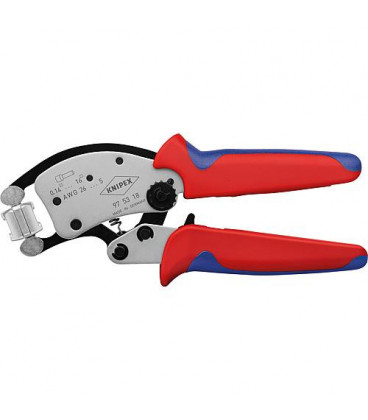 Pince a sertir KNIPEX Twister16 avec tete pivot. 360° et reglage automatique