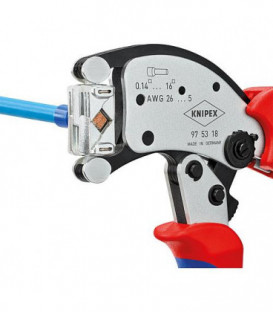 Pince a sertir KNIPEX Twister16 avec tete pivot. 360° et reglage automatique