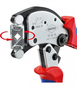 Pince a sertir KNIPEX Twister16 avec tete pivot. 360° et reglage automatique