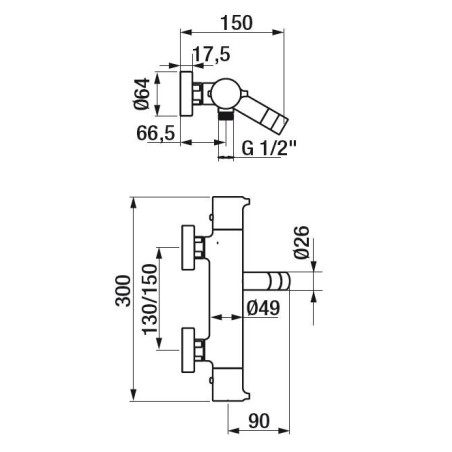 Mitigeur thermostatique Time male