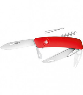 Couteau de poche SWIZAO KB TT05 avec pince a tiques et poignee rouge