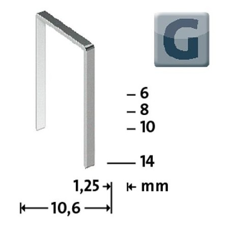 Agrafe Type G 11/14 zinguee emballage transparent 600 pcs