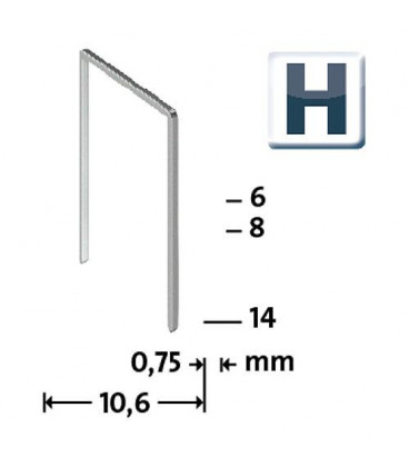 Agrafe Type H 37/14 zinguee, super dur emballlage transparent 1000 pcs