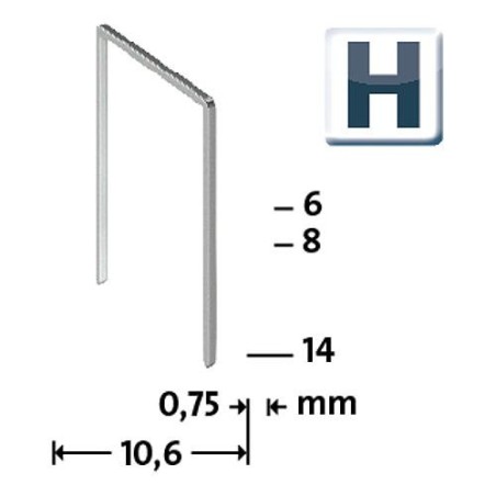 Agrafe Type H 37/8 zinguee, super dur emballage transparent 2000 pcs