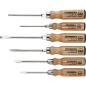 Set de tournevis Pozidriv a fente bois 6 pcs, Lame ronde avec ecrou 6 pans Type 162 ZK6 SO