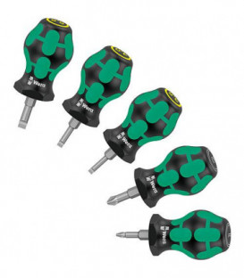 Kit tournevis Stubby WERA 5 pieces, Kraftform Plus tournevis plat, prozidriv