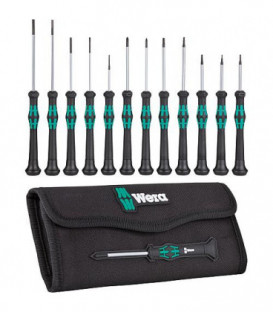 Kit tournevis WERA micro Electronicien Kraftform 12 pcs plat,cruciforme,clé Allen