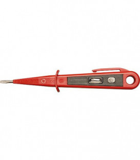 Tournevis detecteur de phase rouge 125-250V, VDE/GS, lame 3mm longueur totale 150 mm