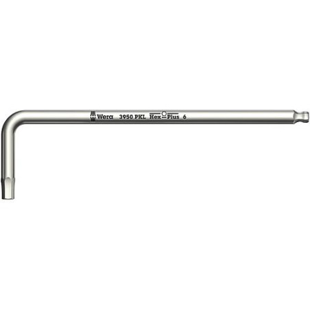 Cle male coudee WERA inox 6 pans avec tete spherique, 2,5x112mm