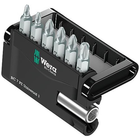 Kit embouts WERA Bit-Check Universal 1 7 pieces PZ avec support universel