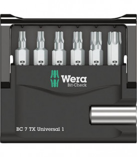 Kit embouts WERA Bit-Check Universal 1 7 pieces TX avec support universel