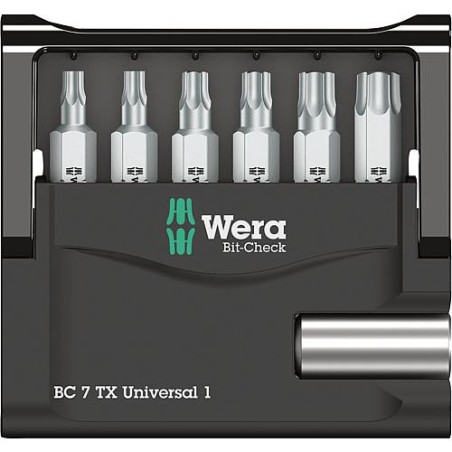 Kit embouts WERA Bit-Check Universal 1 7 pieces TX avec support universel