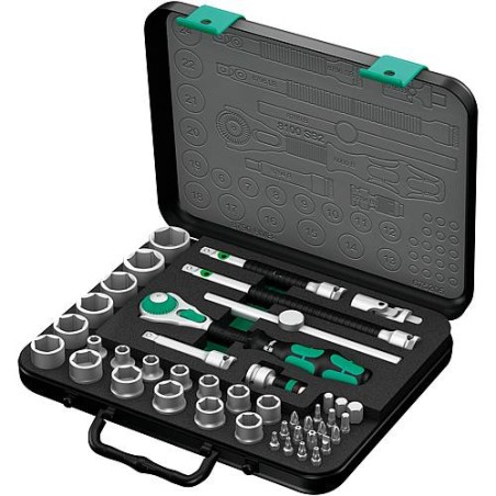 Jeu de cle a douille WERA Zyklop 43 pieces 3/8" en mallette metallique