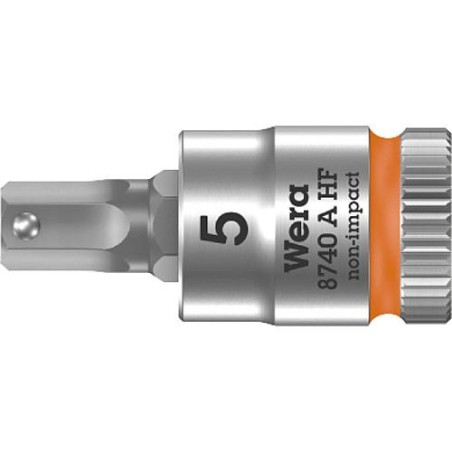 Cle a cliquet WERA 8740 A HF six pans femelle 5mm, L : 28,0mm traction 6,3mm (1/4")