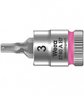 Cle a cliquet WERA 8740 A HF six pans femelle 3mm, L : 28,0mm traction 6,3mm (1/4")