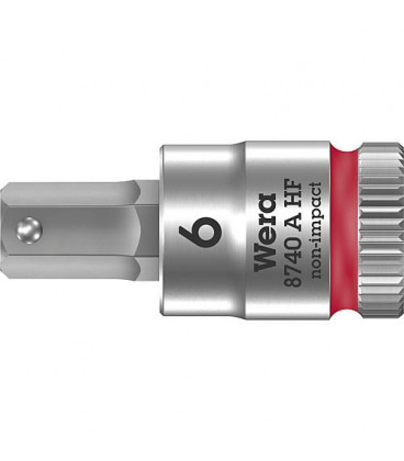 Cle a cliquet WERA 8740 A HF six pans femelle 6mm, L : 28,0mm traction 6,3mm (1/4")