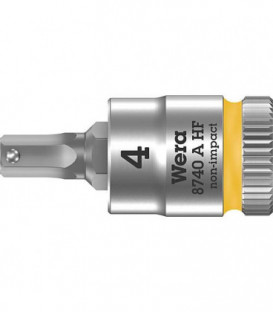 Cle a cliquet WERA 8740 A HF six pans femelle 4mm, L : 28,0mm traction 6,3mm (1/4")