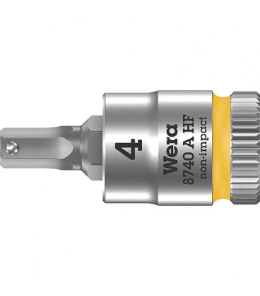 Cle a cliquet WERA 8740 A HF six pans femelle 4mm, L : 28,0mm traction 6,3mm (1/4")