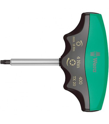 Tournevis dynamometrique WERA avec poignee T TORX T20, 4,0 Nm Longueur 60mm