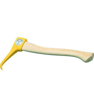 Sapie a main, jaune laque avec manche en frene P : 0,7kg. Coupe L : 380mm