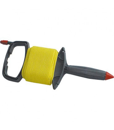 Bobineuse corde gris-rouge avec 30 m de corde 3,0mm Neon jaune