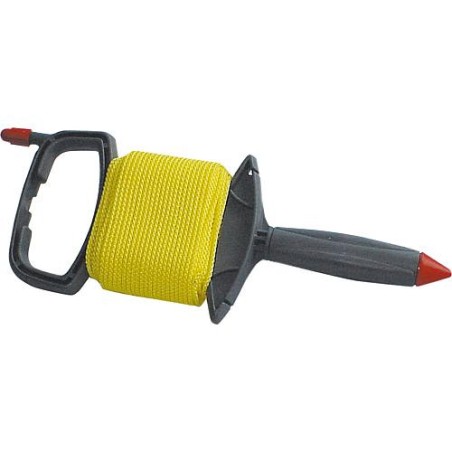 Bobineuse corde gris-rouge avec 30 m de corde 3,0mm Neon jaune