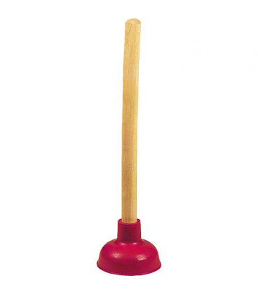 Ventouse en caoutchouc complète avec manche en bois - rouge lg 35 cm diam 115 mm - Art N° 3101