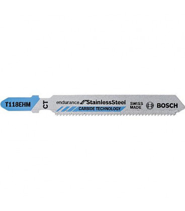 Lame scie sauteuse BOSCH® T118EHM Carbide pr inox Long. 83 mm emb. : 3 pc.