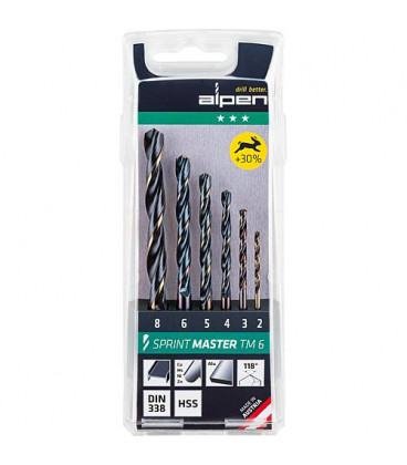 Foret metal ALPEN Sprint Master DN338 RN 6 pcs dans mallette plastique